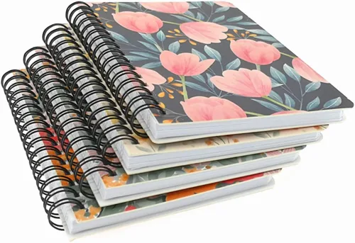 Miniatura 6 de ALIMITOPIA Paquete de 4 Cuadernos en Espiral A6, Diario de Cuaderno con Espiral de Alambre Rayado para Bocetos, Bloc de Notas, Diario, Planificador