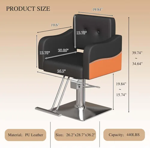 Miniatura 3 de Silla de peluquería, silla de peluquería para estilista, silla de peluquería giratoria de 360 grados, silla de bomba hidráulica de alta resistencia