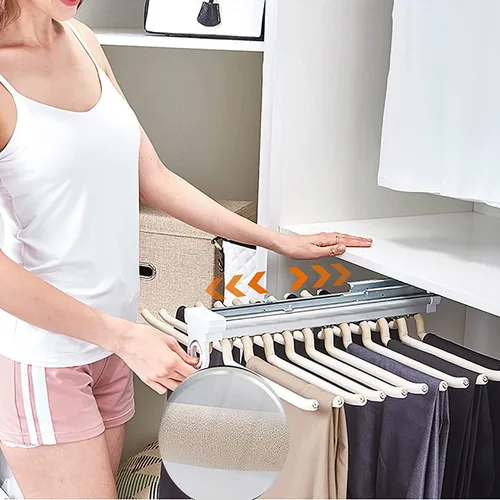 Miniatura 4 de MYOYAY Perchero extraíble para pantalones con 22 brazos de acero, organizador de ropa para armario, para ahorrar espacio y almacenamiento, carga