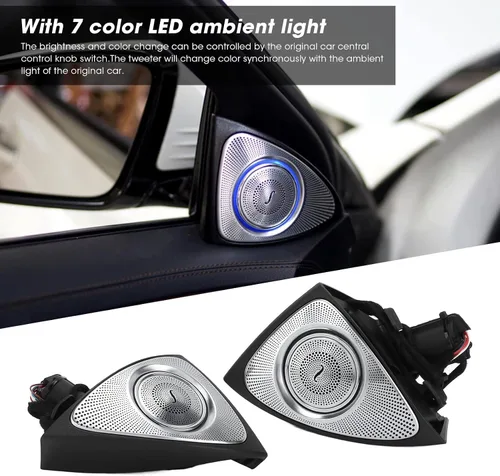 Miniatura 3 de Tweeters de audio para coche con kit de iluminación ambiental LED, 7 colores 3D giratorios, repuesto para S-Class W222 Pre-Facelift 2014-2017
