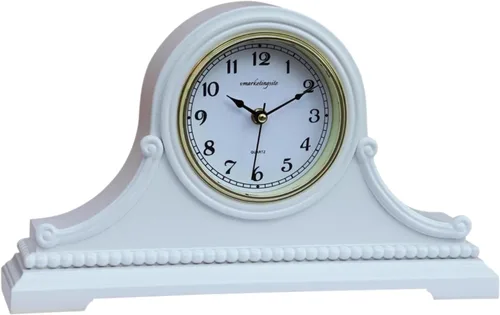Miniatura 10 de Relojes de repisa, funciona con pilas, reloj de mesa de madera silenciosa con campanillas Westminster On The Hour de madera maciza, 9 x 16 x 3 Nogal