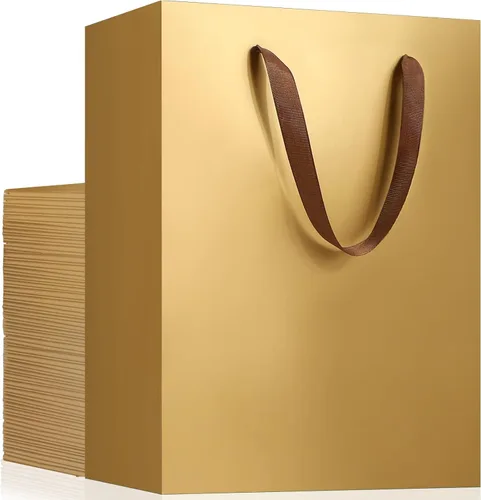 Miniatura 28 de EUSOAR Bolsas de compras y mercancías, tamaño mediano, 25 piezas de 7.8 x 3.9 x 11 pulgadas, bolsas de regalo reciclables de papel kraft marrón