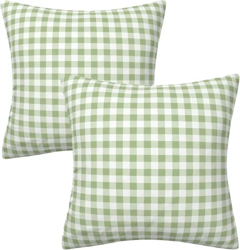Miniatura 5 de Fundas de almohada decorativas rústicas de Aqua y blanco a cuadros estilo búfalo para sofá, funda de almohada para granja, decoración