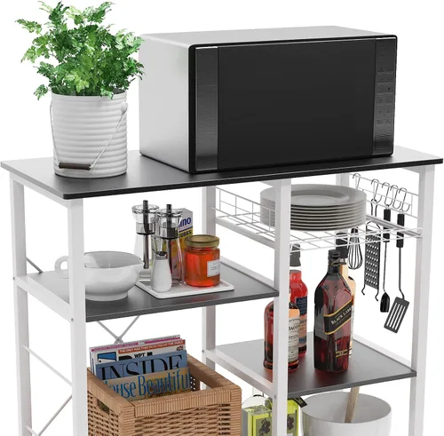 Miniatura 6 de sogesfurniture Estante de cocina de 3 niveles para panadero, soporte para microondas con almacenamiento y cajón, estante para estación de trabajo