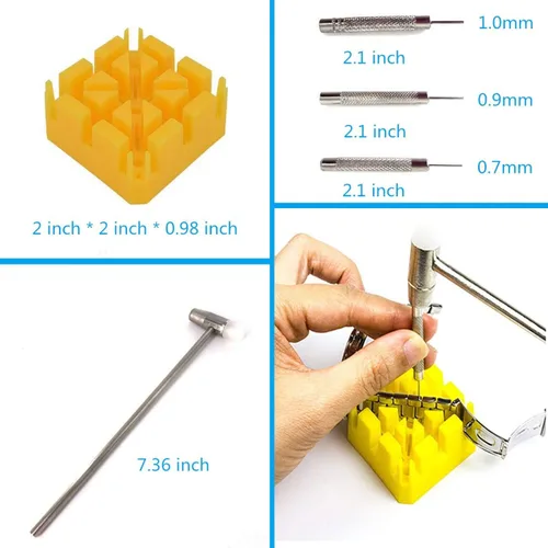 Miniatura 4 de JUNPGAN Kit de reparación de reloj, correa de reloj, correa de reloj, removedor de pasadores de conexión, kit de herramientas de repuesto de batería