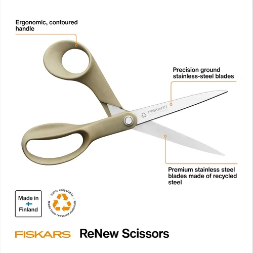Miniatura 2 de Fiskars Tijeras de tela reciclada de 8 pulgadas - Tijeras de artesanía sostenibles y afiladas para costura - Corte de tela - Beige
