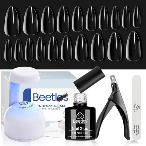 Miniatura 22 de Beetles - Kit de extensión de uñas de gel fácil con 500 puntas de uñas en forma de ataúd 5 en 1, base de pegamento de uñas y lámpara LED innovadora