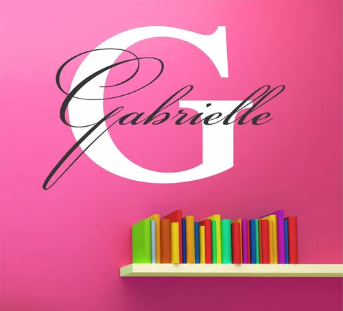 Miniatura 12 de Calcomanía de pared con nombre y inicial para niñas, decoración de pared, personalizada, decoración, guardería, dormitorio, además de calcomanía