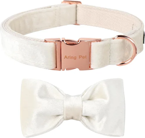 Miniatura 31 de ARING PET Collar de perro con corbatín, collares de terciopelo para perros con corbatín extraíble, collar de lazo ajustable para perros hembras