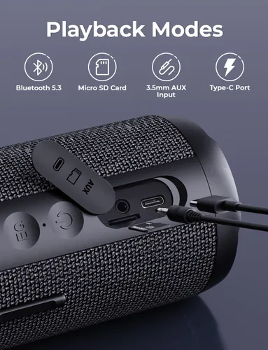 Miniatura 8 de RIENOK - Bocina Bluetooth 5.3 portátil de 30W, emparejamiento dual, sonido estéreo inalámbrico HD, impermeable IPX7, bocina inalámbrica deportiva