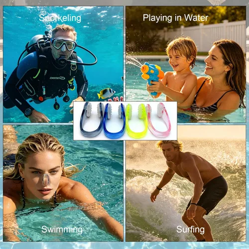 Miniatura 5 de Zooshine Juego de 4 clips de nariz antideslizantes impermeables para natación, pinzas de nariz para adultos y niños