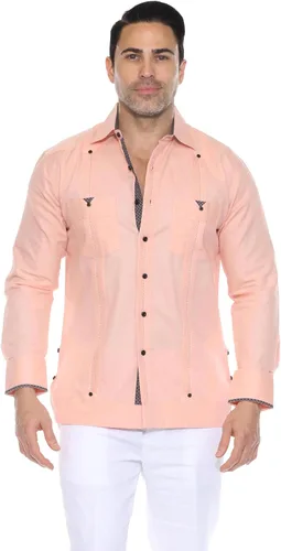 Miniatura 2 de Mojito Collection Camisa de guayabera 100% lino para hombre de manga larga con acento estampado