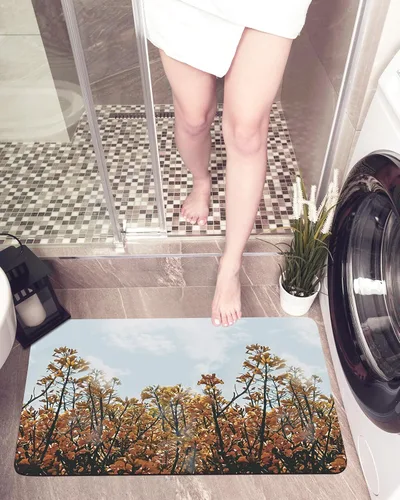 Miniatura 5 de Tapete de baño para bañera y hojas de flores de otoño, antideslizante, de secado rápido y absorbente, de tierra de diatomeas, fregadero, cocina
