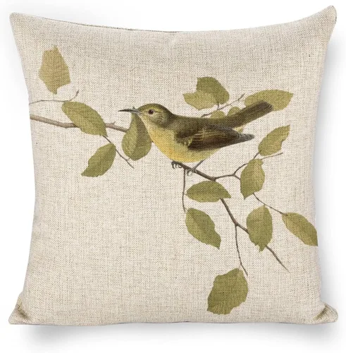 Miniatura 10 de Fundas de almohada decorativas de lino con diseño de pájaro en acuarela de 18 x 18 pulgadas para sofá, dormitorio, sala de estar y automóvil
