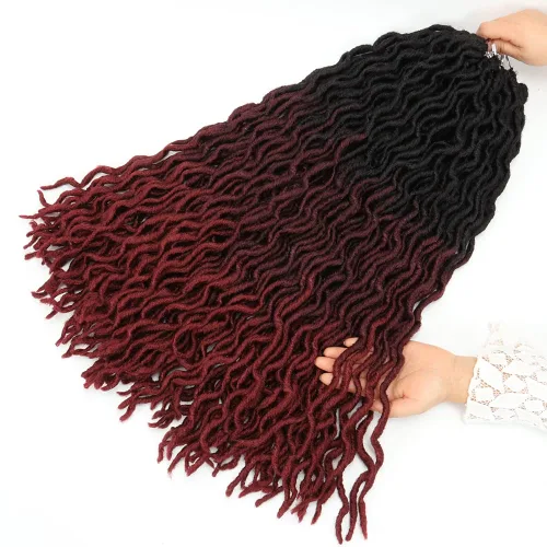 Miniatura 2 de Eliza Rastas gitanas onduladas de 18 pulgadas, cabello de ganchillo suave, 6 paquetes de trenzas sintéticas de diosa, raíces africanas, extensiones