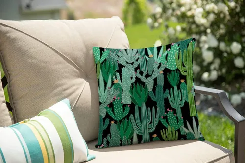 Miniatura 11 de Solekla Funda de almohada cuadrada de lino y algodón con flores blancas y negras, funda de cojín decorativa para sofá de 18 x 18 pulgadas Sl157