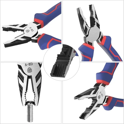 Miniatura 8 de WORKPRO Alicates extractores de tornillos Linesman PRO de 8 pulgadas (alicates combinados) con mordazas antideslizantes únicas, herramienta