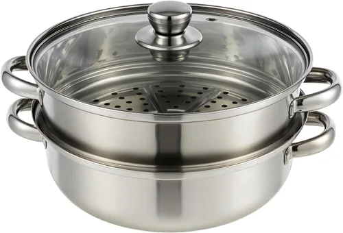Miniatura 9 de Olla de vapor de acero inoxidable de 3 niveles con tapa, ollas de vapor multiusos para cocinar, juego de vapor de verduras y albóndigas con asas