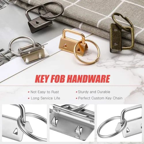 Miniatura 2 de Juego de 60 piezas de accesorios para llaves, 20 llaveros con anillo, 20 borlas de cuero para llavero y 20 ganchos giratorios a presión