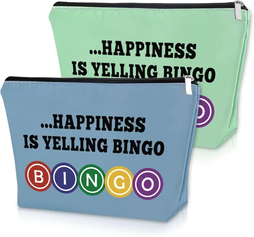 Miniatura 9 de Sazuwu Bolsa de maquillaje de regalo para amantes del bingo, Negro & Rosado
