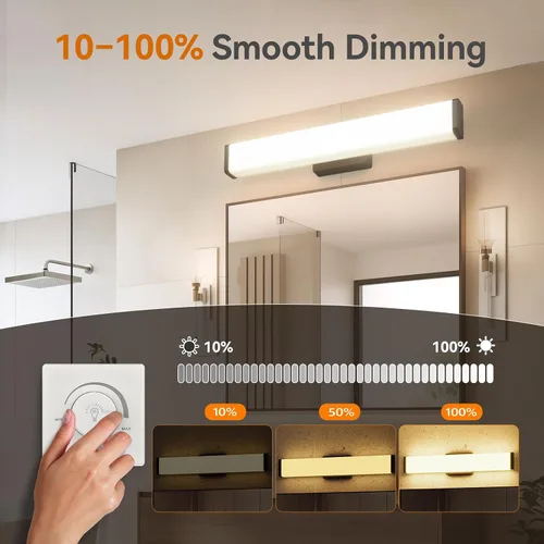 Miniatura 3 de Amico Accesorios de iluminación de baño, luces de tocador LED modernas atenuables de 5CCT de 16 pulgadas para baño, lámpara de pared negra