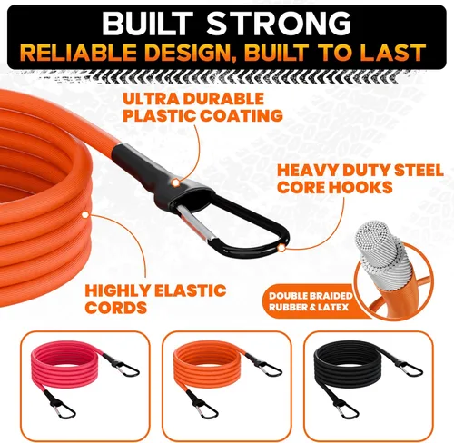 Miniatura 6 de RoofPax Premium Correas de trinquete retráctiles de 2'' x 10" paquete de 2, resistencia de rotura de 3000 libras, correas de amarre autorretráctiles
