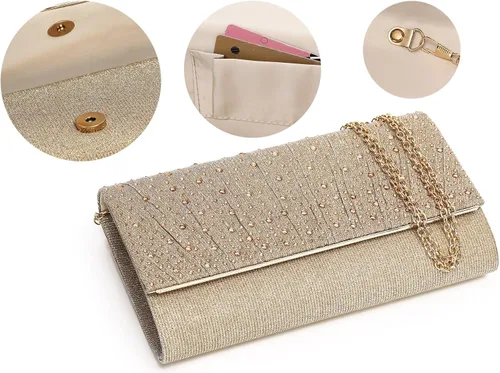 Miniatura 2 de MUDUO Monederos de mano con diamantes de imitación para mujer, monederos y bolsos formales de boda, fiesta, graduación, bolsas de dinero, regalo