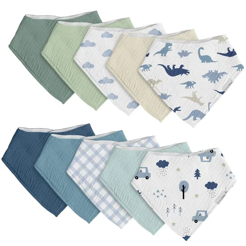 Miniatura 11 de Baberos tipo bandana para bebés para niños y niñas, baberos triangulares súper absorbentes para babear y dentición, 100% algodón suave para bebés