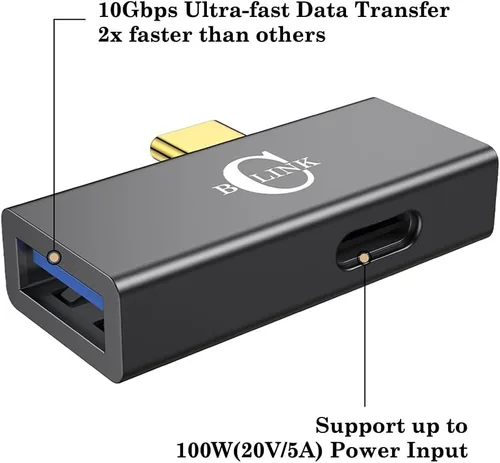 Miniatura 3 de BCLINK Adaptador USB C a USB 3.1 2 en 1 con puerto de carga de 100 W, convertidor Thunderbolt 4/3 OTG para Meta Quest 2, iPhone 15, MacBook, iMac