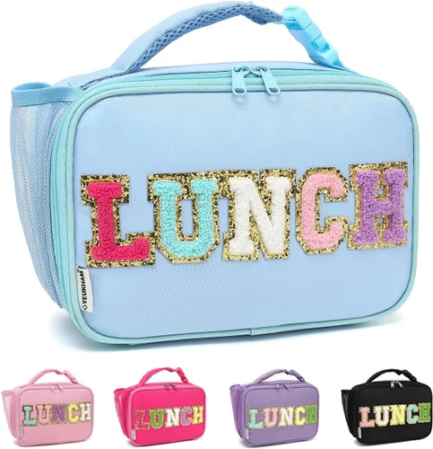 GYEUKHAM Lonchera Aislada para la Escuela, Bolsas de Almuerzo Térmicas Reutilizables Duraderas Congelables para Niños Niñas Hombres Mujeres - azul