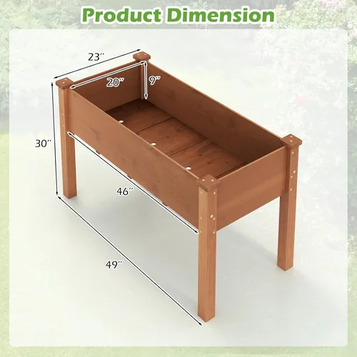 Miniatura 3 de Giantex Cama de jardín elevada, maceta elevada de madera con forro protector y orificio de drenaje, maceta elevada para plantar verduras, flores