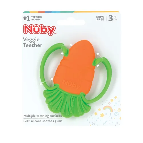 Miniatura 7 de Nuby Veggie - Mordedor para aliviar la dentición, suave juguete de dentición para bebés durante más de 3 meses, zanahoria, relleno de cesta de Pascua