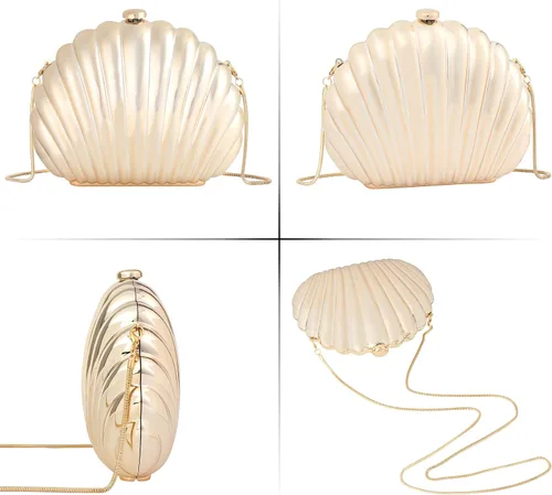 Miniatura 5 de Mini bolso de mano de noche de concha marina para mujer, correa de cadena, bolso cruzado