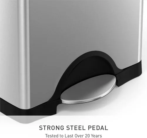 Miniatura 3 de Simplehuman - Cubo de basura rectangular para cocina de 38 litros / 10 galones, con pedal, de acero inoxidable cepillado