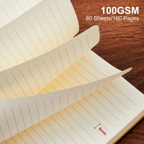 Miniatura 6 de Cuaderno con Líneas para Trabajo, Cuaderno de Notas con Rayas Universitarias 5.79"x8.27" A5 Cuero PU para Escritura Diaria 216 Páginas para Mujeres