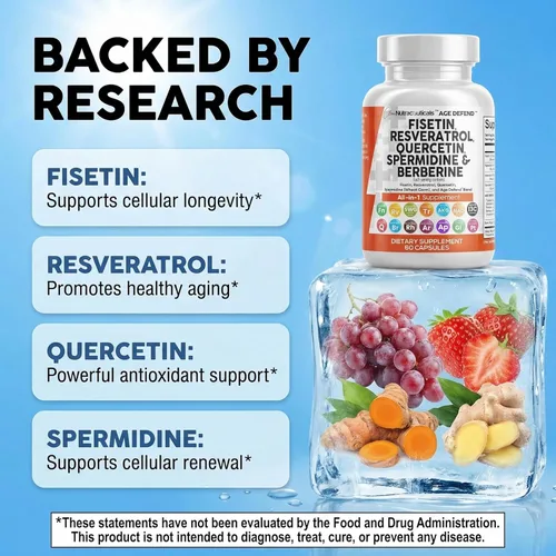 Miniatura 3 de Clean Nutraceuticals Fisetina Quercetina Resveratrol con Espermidina Extracto de Germen de Trigo - Suplemento de Salud para Adultos Longevidad