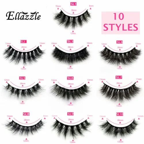 Miniatura 2 de Paquete de 100 pares de pestañas de visón sintético, pestañas de aspecto natural, pestañas postizas de 0.63 a 0.78 pulgadas, color rosa