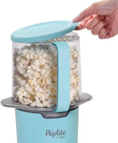 Miniatura 2 de Máquina de palomitas de aire caliente Presto 04811 PopLite My Munch - Tamaño personal, tazón de servir incorporado, diseño compacto, 8 tazas, azul