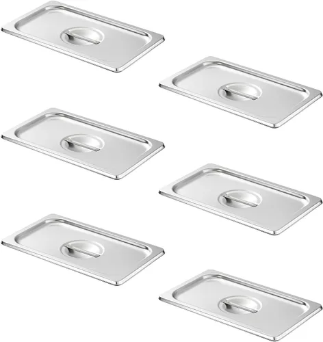 Miniatura 25 de HECMAC Paquete de 6 Tapas de Bandeja de Hotel de Tamaño 1/2 con Muescas, Acero Inoxidable Sólido Resistente para Mesa de Vapor, Tapa de Bandeja