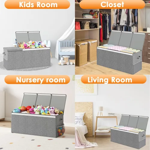 Miniatura 8 de Caja de Juguetes Extra Grande con Tapa, Organizador de Almacenamiento de Juguetes para Niños y Niñas, Cesta Grande de Juguetes Caja de Extra Grande