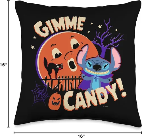 Miniatura 4 de Disney Stitch Gimme Candy Spooky - Cojín para Halloween, 16.0 x 16.0 in, multicolor
