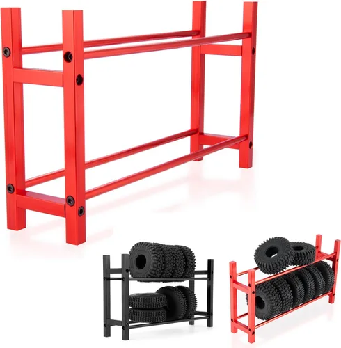 RCHUBAM Ruedas de aleación de aluminio Estante de almacenamiento de neumáticos para 1/18 TRX4M Defender 1/24 Axial SCX24 RC Car (rojo)