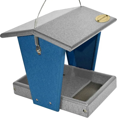 Miniatura 11 de DutchCrafters Comedero grande de plástico colgante para pájaros – Comedero para pájaros con tolva cubierta de polietileno para aves silvestres al