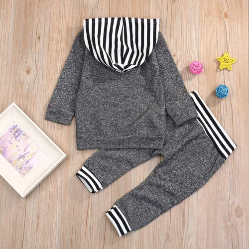 Miniatura 2 de Conjunto de sudadera con capucha para bebés y niños con diseño de dinosaurio de manga larga con capucha y pantalones