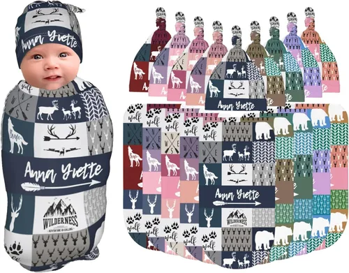 Miniatura 11 de Juego de canastillas personalizadas para niños y niñas, suave manta personalizada para bebé de 0 a 3 meses para recién nacido Color-01