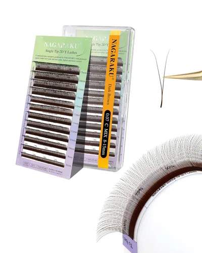 Miniatura 85 de Suministros de extensiones de pestañas NAGARAKU yy, pestañas falsas 0.05mm rizado D, bandeja mixta 8-12mm, prefabricadas 4D, abanico fácil, volumen