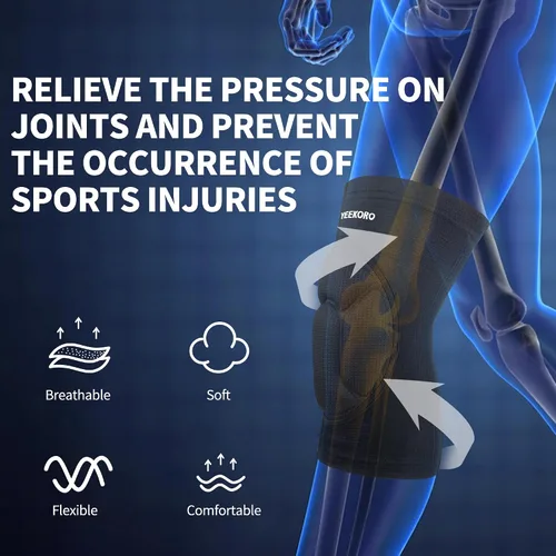 Miniatura 2 de Rodilleras con almohadilla gruesa SBR para deportes, rodillera antideslizante, para adultos y adolescentes, protector de rodilla para aliviar