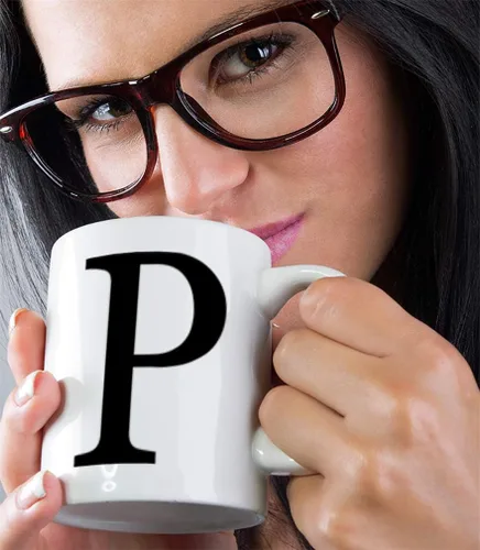 Miniatura 5 de Taza de café personalizada de 11 onzas, letra del alfabeto, monograma, P, diseño de taza de té de cerámica solamente