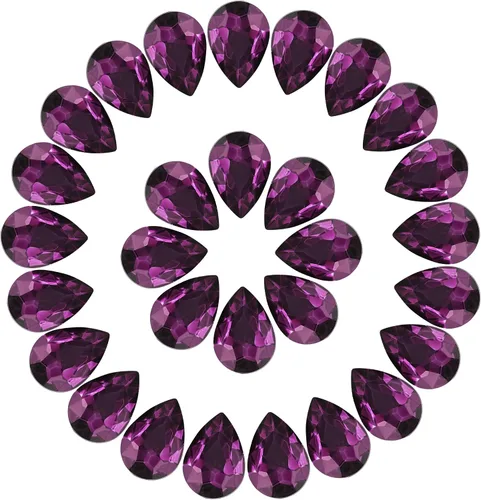 100 diamantes de imitación de cristal con parte trasera de punto amatista para manualidades, joyería, 0.51 x 0.70 pulgadas