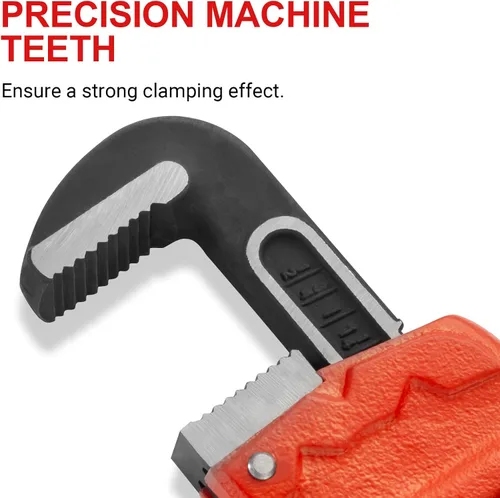 Miniatura 6 de MAXPOWER Llave de tubo recto de 12 pulgadas, llave de fontanero ajustable resistente, herramienta de plomería de acero tratado térmicamente